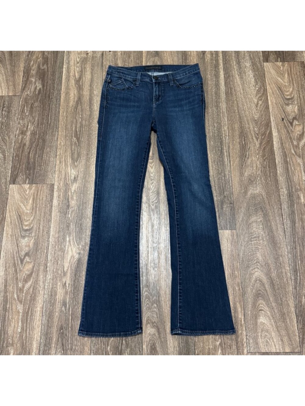Rock & Republic Kasandra Jeans Women’s 8 Dark Wash Bootcut Studded Flap Pockets
